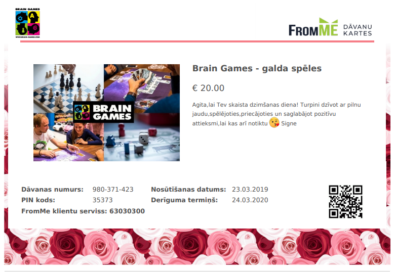 Brain games dāvanu karte